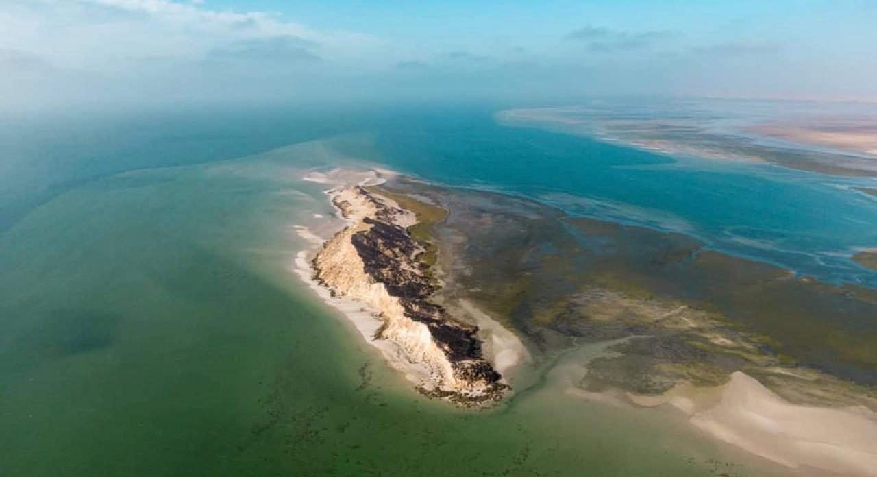 L'Île du Dragon dans la lagune de Dakhla vue du ciel